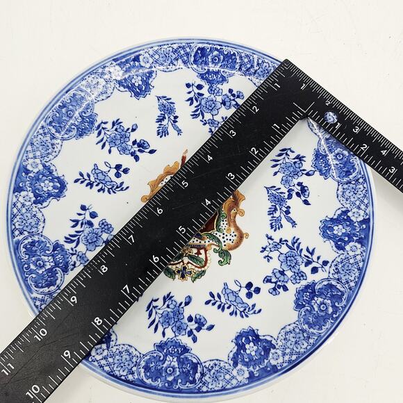 New Andrea by Sadek Chinoiserie Decorative Plate Lion Seal 10" Blue & White - Picture 5 of 6